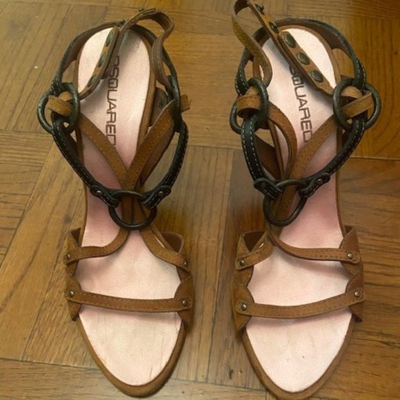 DSQUARED Strappy Brown Heels - Picture 1 of 5
